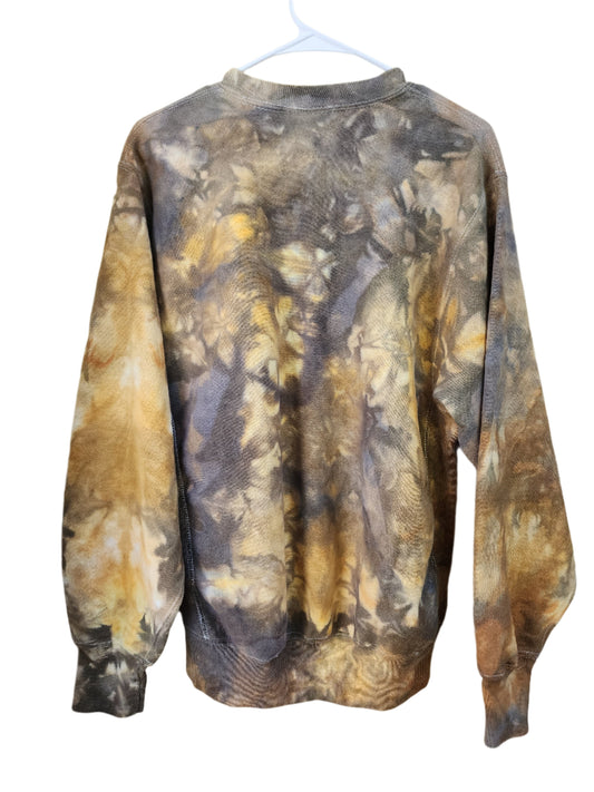 Vintage Upcycle Large Earthy Brown Tie Dye Crewneck Sweatshirt