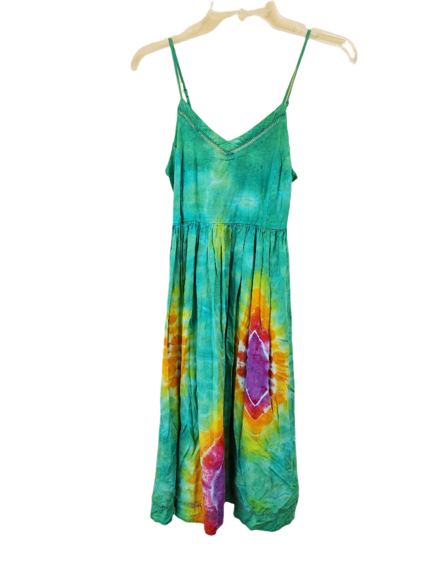 Small green rainbow tie dye dress