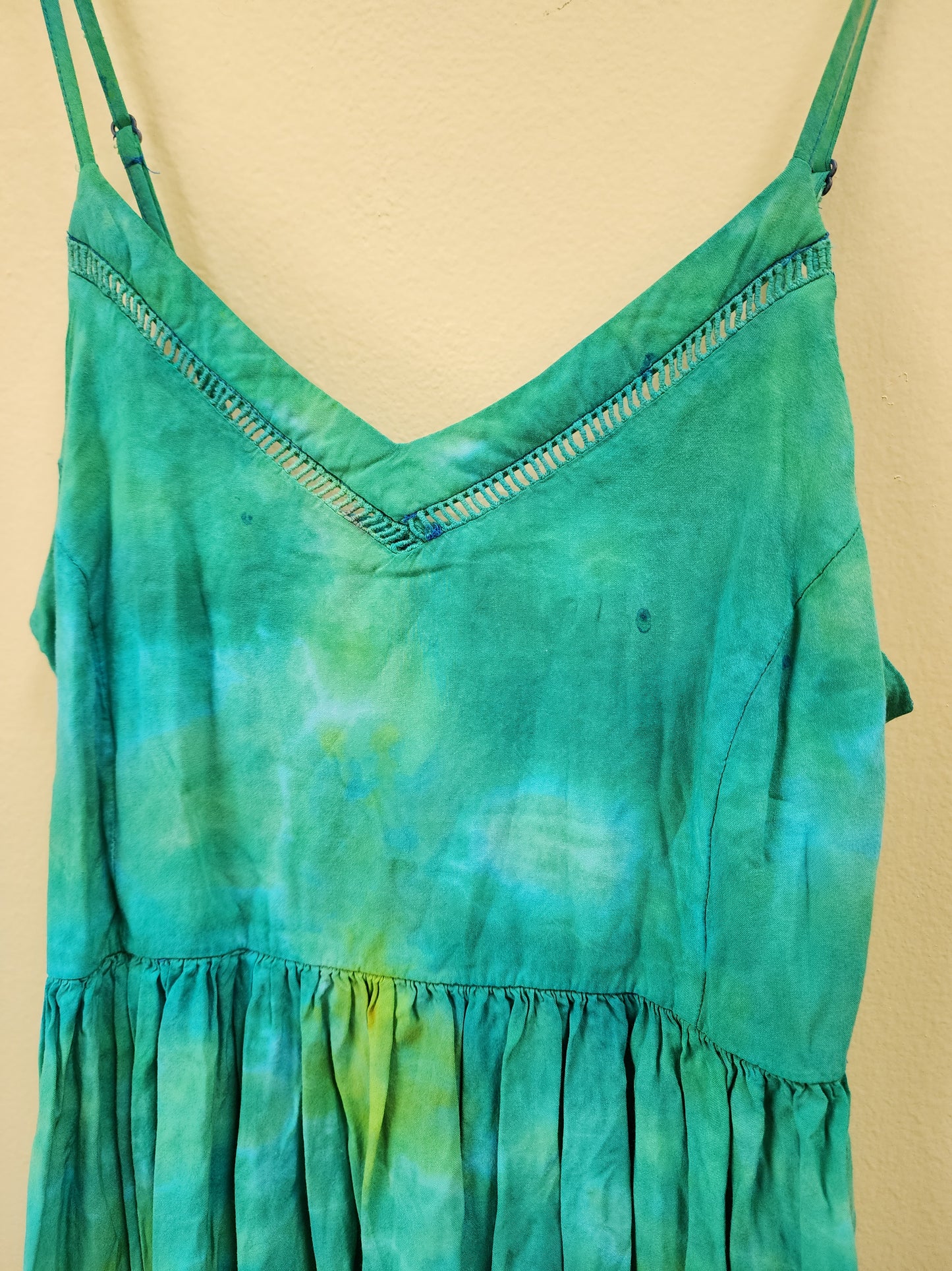Small green rainbow tie dye dress