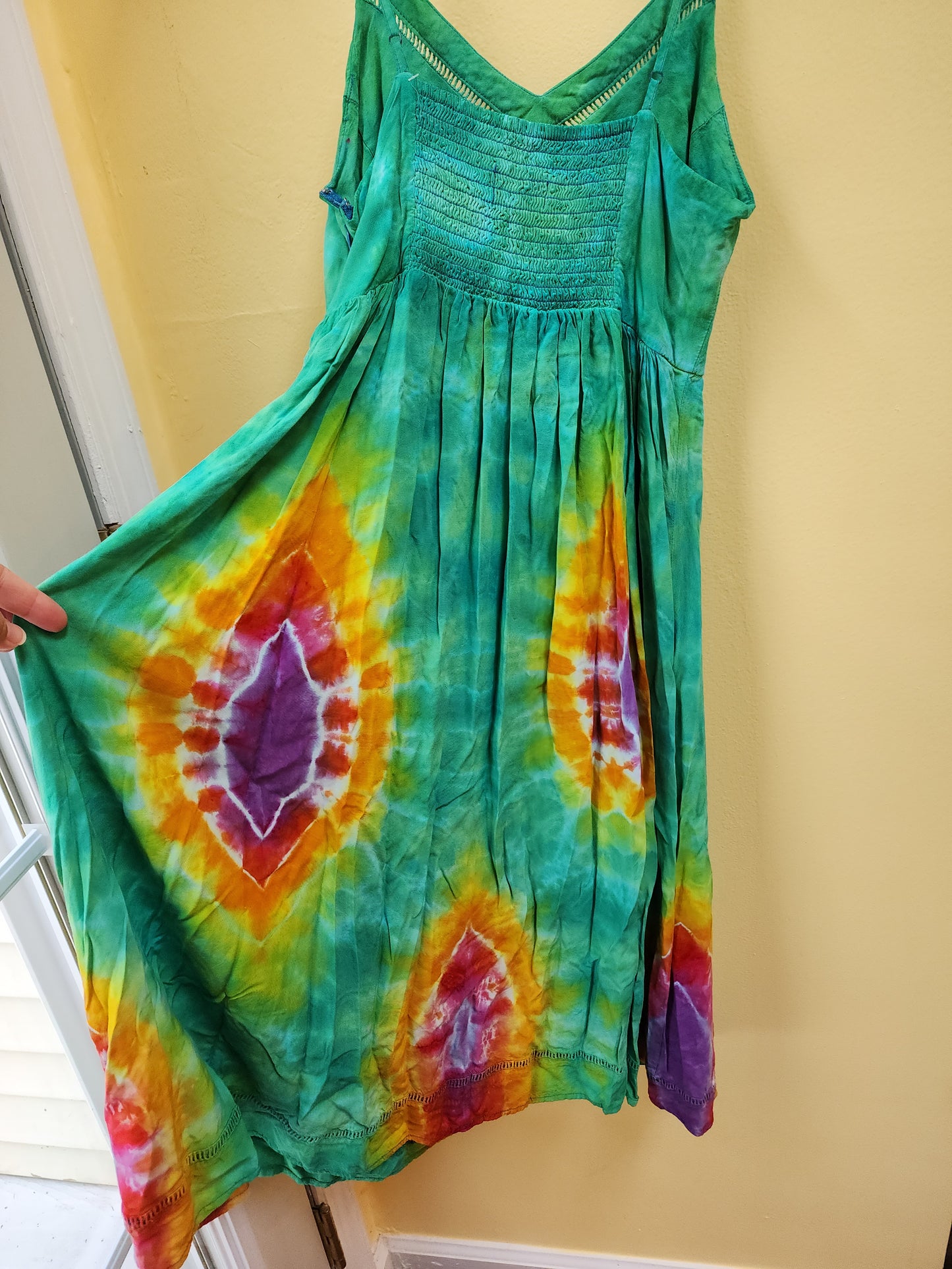 Small green rainbow tie dye dress