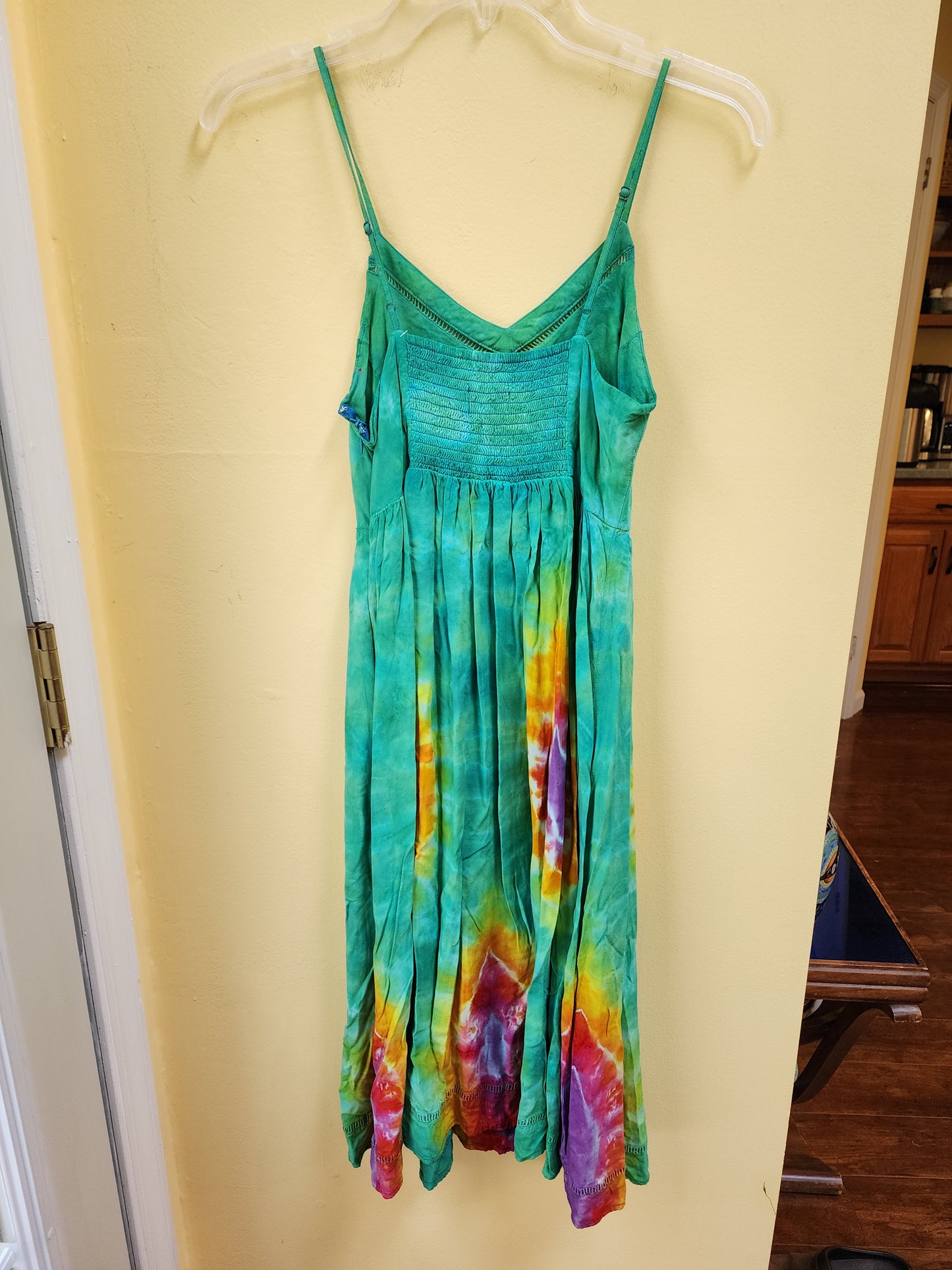 Small green rainbow tie dye dress