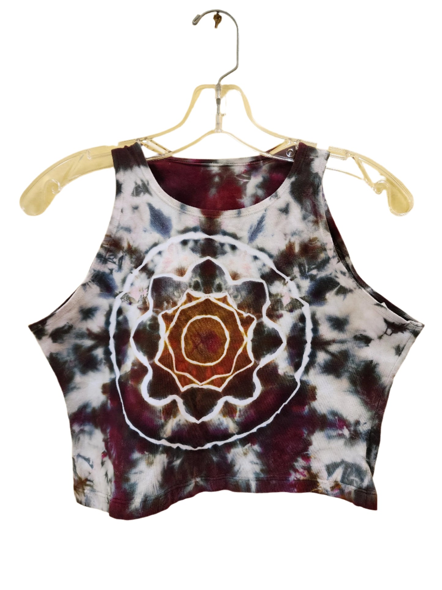 Large/XL Neutral Mandala Crop Tie Dye Top