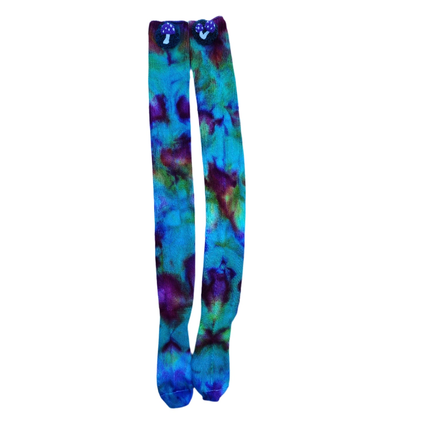 Mushroom Crochet Rainbow Tie Dye Thigh Highs