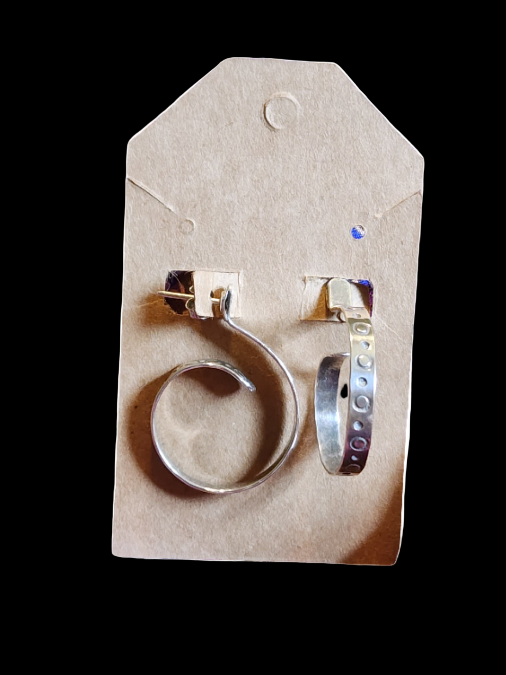 Vintage handmade sterling silver medoum sized swirly hoops