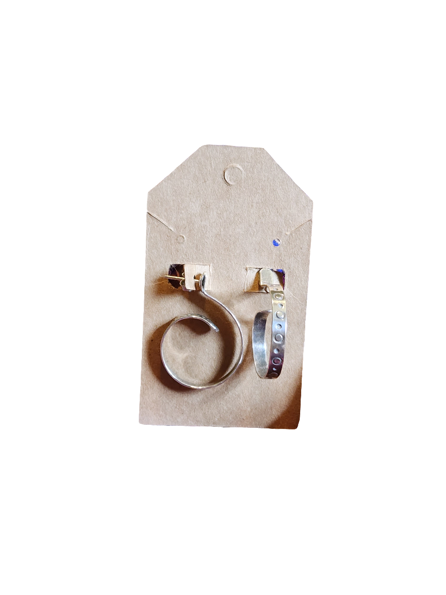 Vintage handmade sterling silver medoum sized swirly hoops