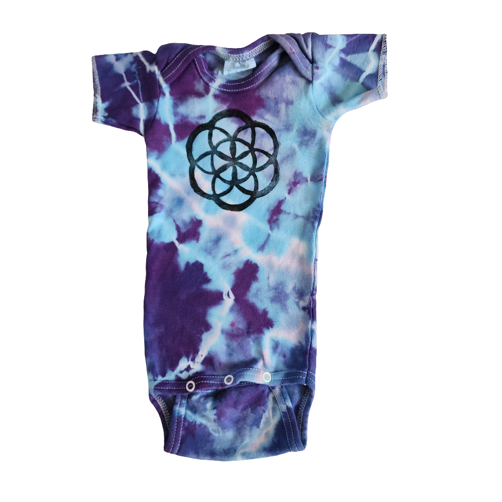 Seed of Life Geode Tie dye Baby Onesie 3-6 Months