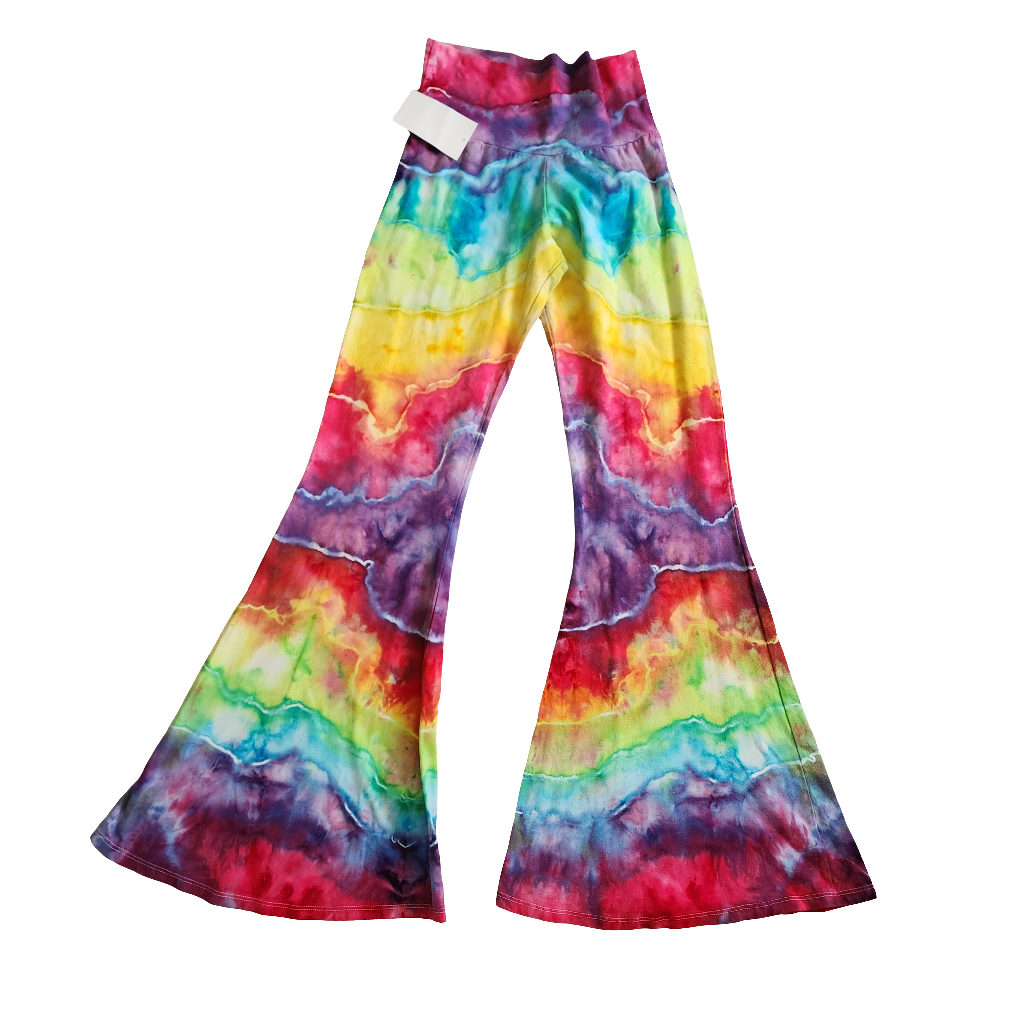 Medium Rainbow Geode Tie Dye Bell Bottoms 32" inseam