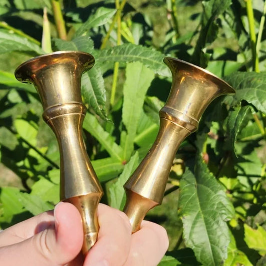 Vintage Brass Candlestick Holders 8 inches tall sturdy brass set of 2