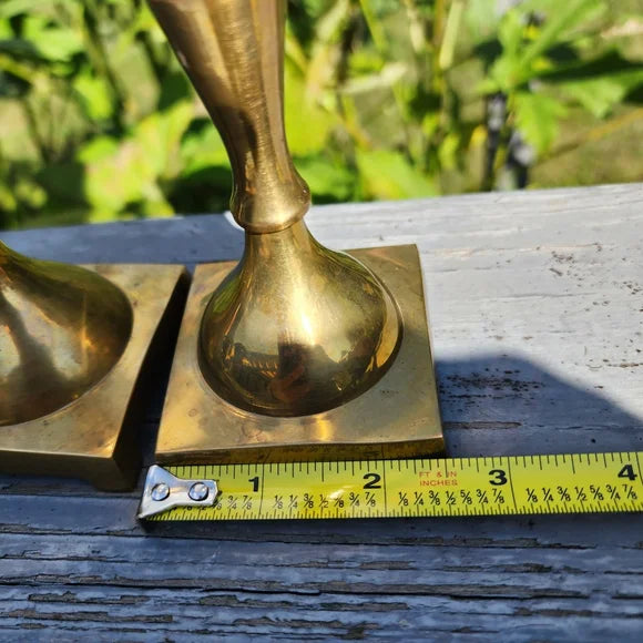 Vintage Brass Candlestick Holders 8 inches tall sturdy brass set of 2