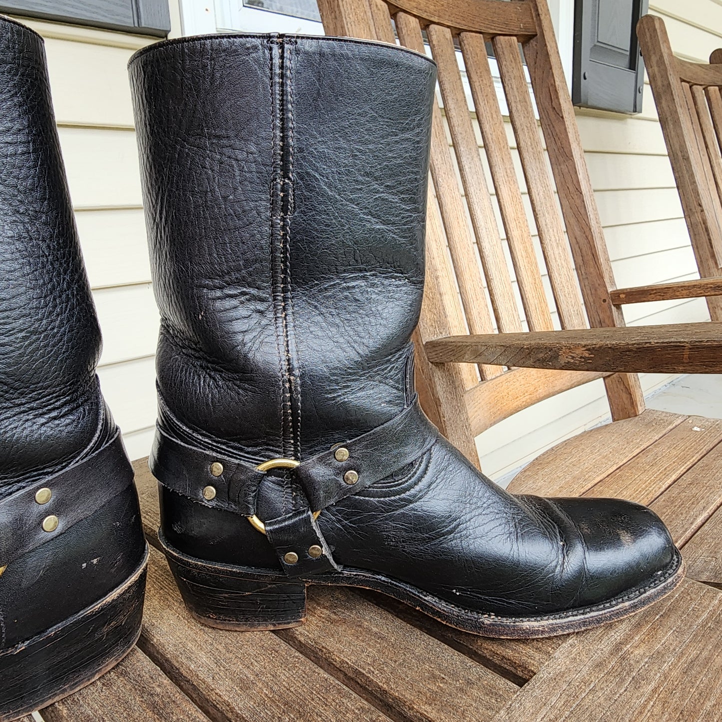 Mens 11 D Black Frye Harness Boots Western Made In USA