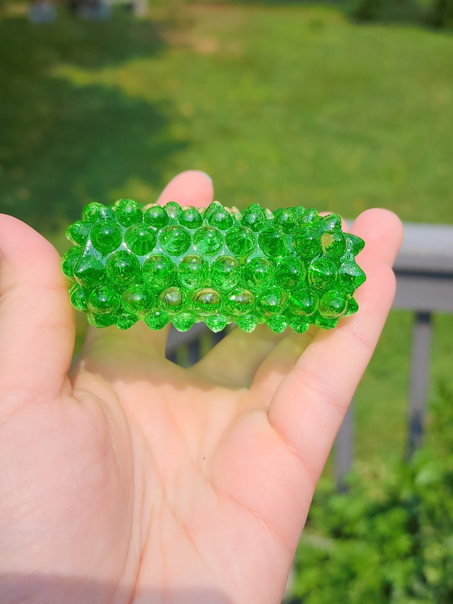 Vintage Fenton Square Green Hobnail Glass Salt Cellar/Tea Light Holders
