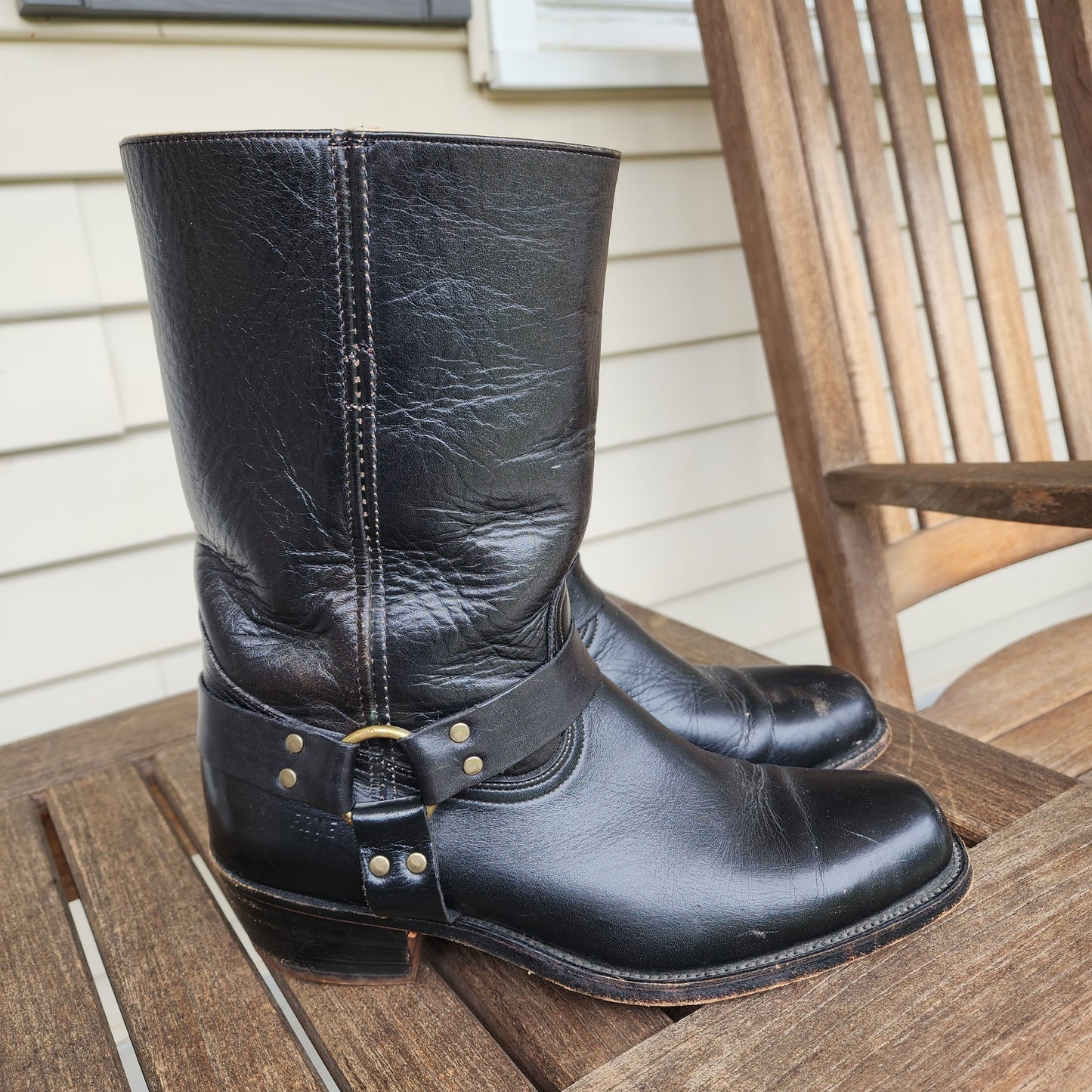 Mens 11 D Black Frye Harness Boots Western Made In USA
