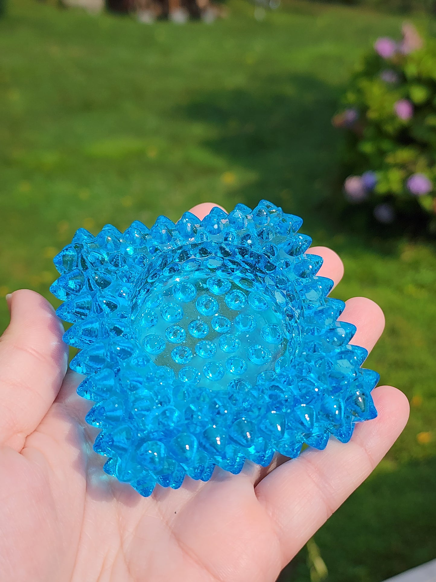 Vintage Fenton Square Blue Hobnail Glass Salt Cellar/Tea Light Holders