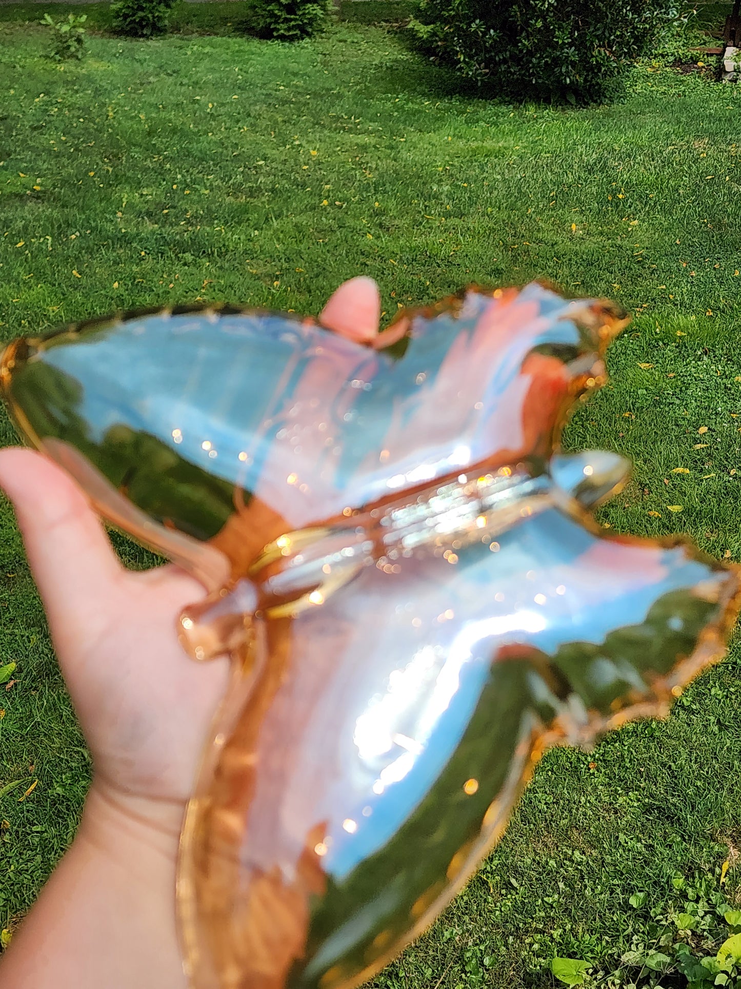 1960's Jeannette Glass Lusterware Butterfly Dish
