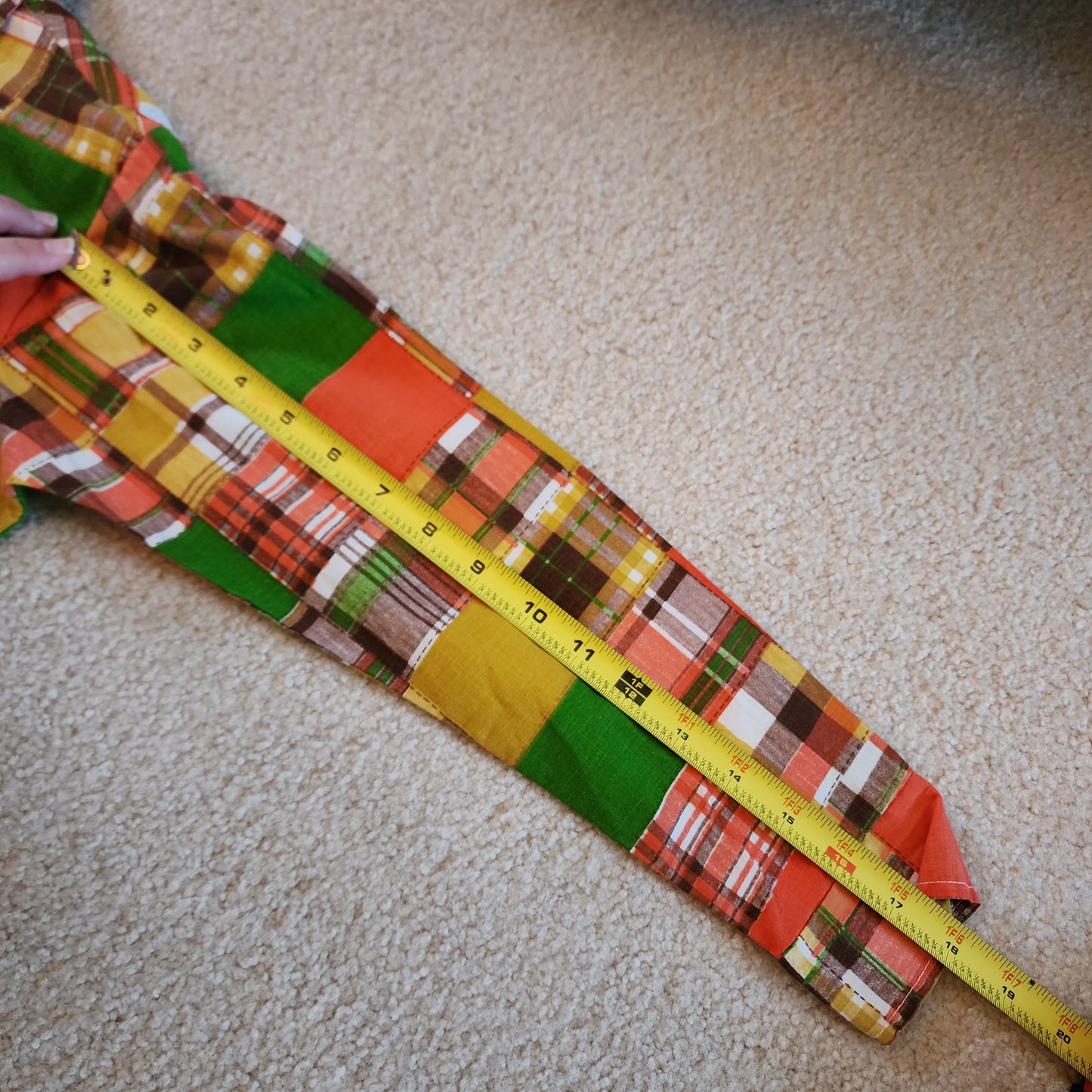 Vintage 70s Size XS Orange Yellow Green Patchwork Shorty Romper Playsuit Jumpsuit