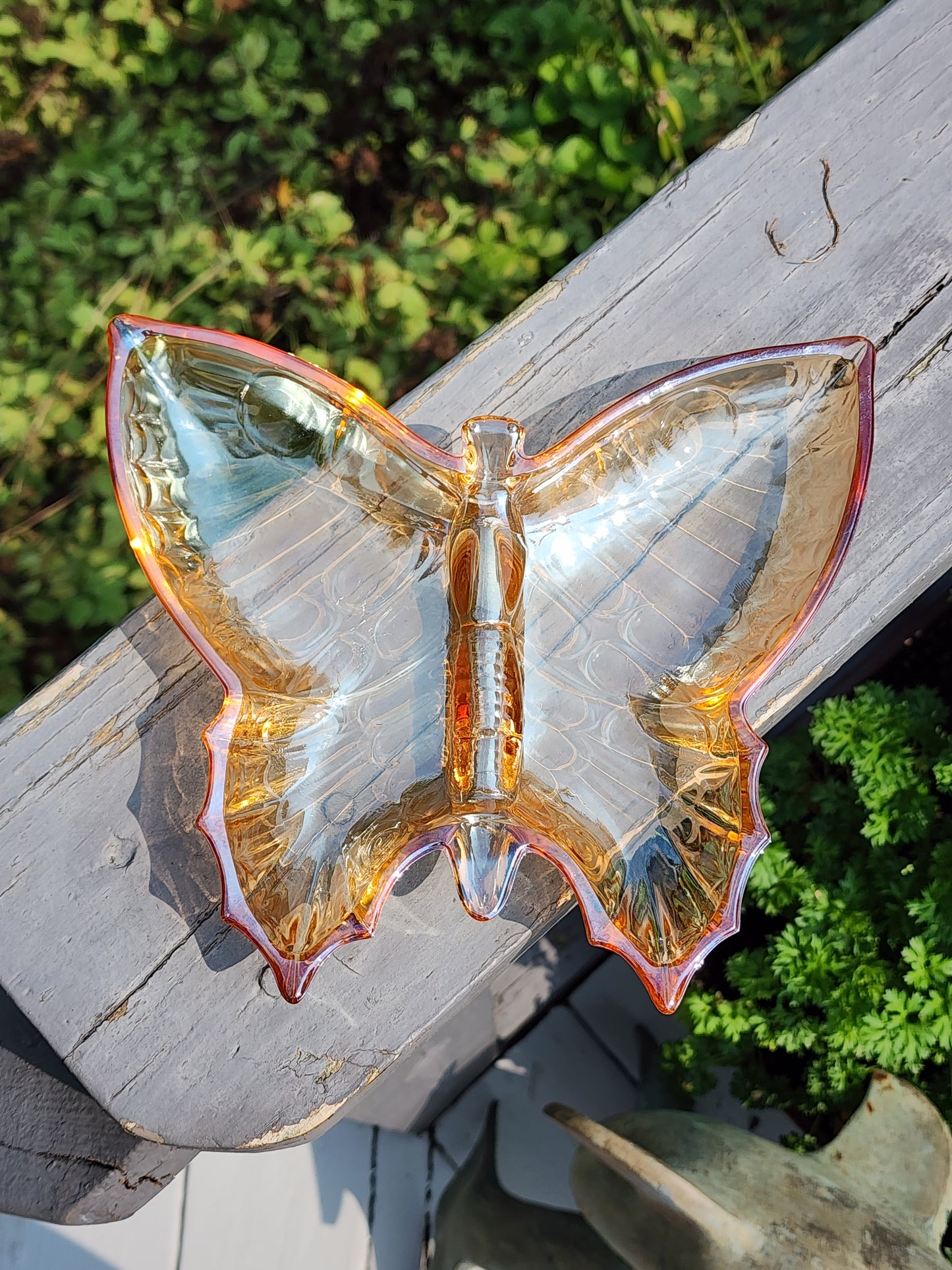 1960's Jeannette Glass Lusterware Butterfly Dish