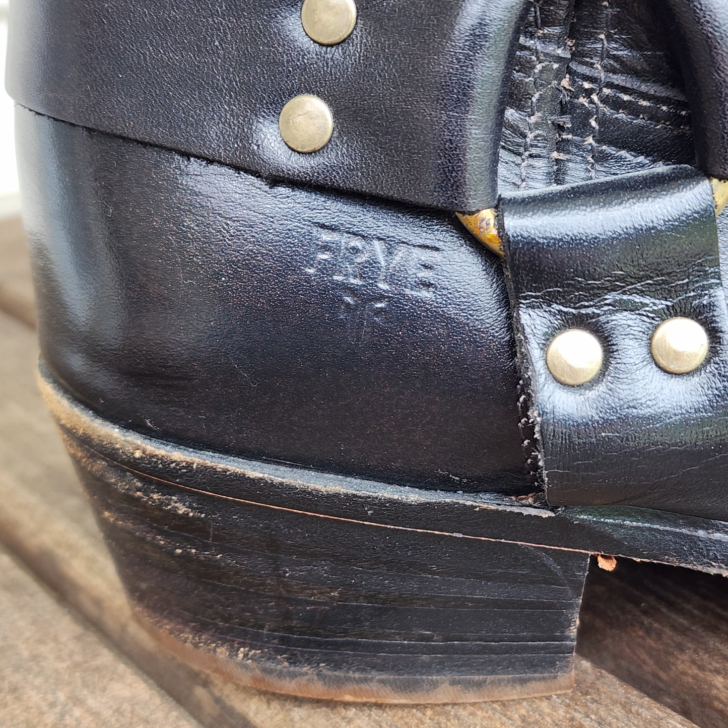 Mens 11 D Black Frye Harness Boots Western Made In USA