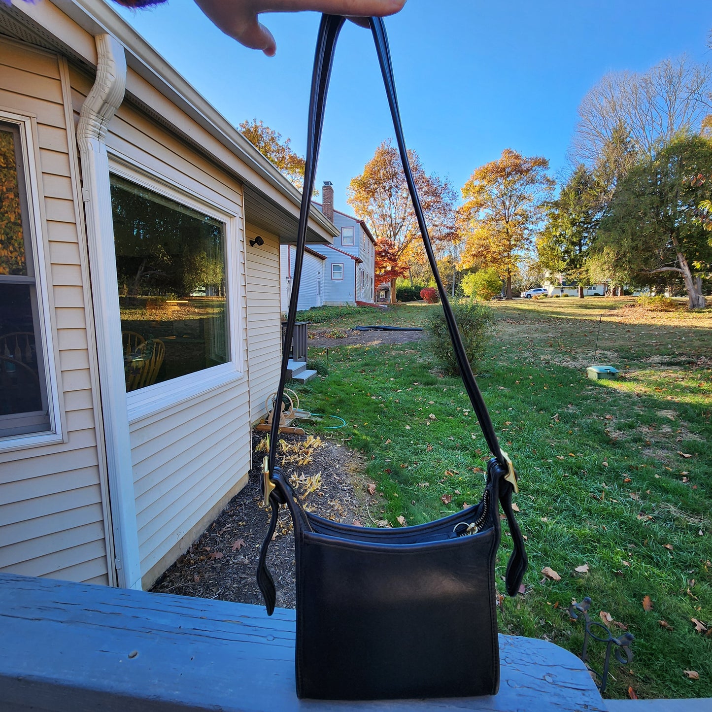 Vintage Coach #9997 "Legacy Small Zip" Black Leather Crossbody Bag Purse