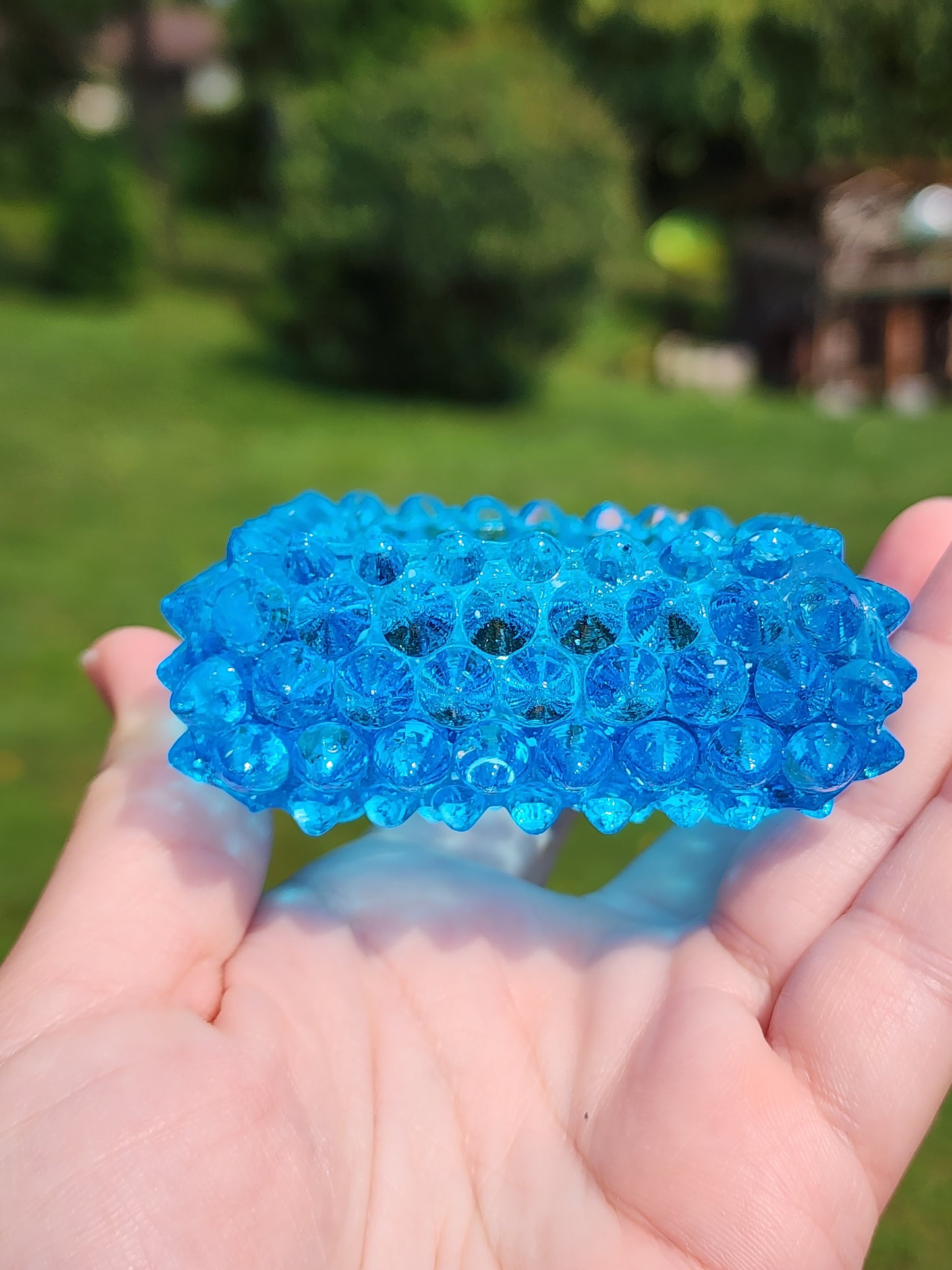 Vintage Fenton Square Blue Hobnail Glass Salt Cellar/Tea Light Holders