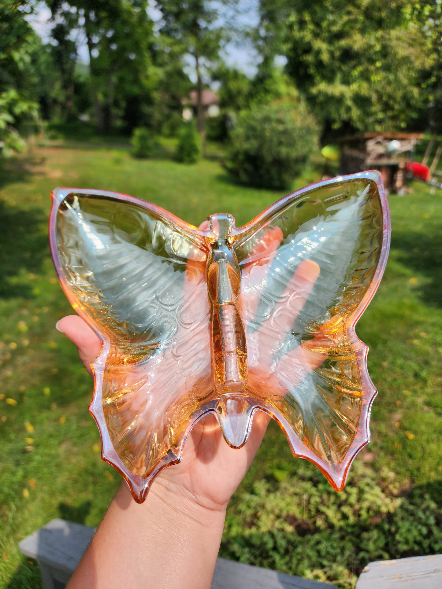 1960's Jeannette Glass Lusterware Butterfly Dish