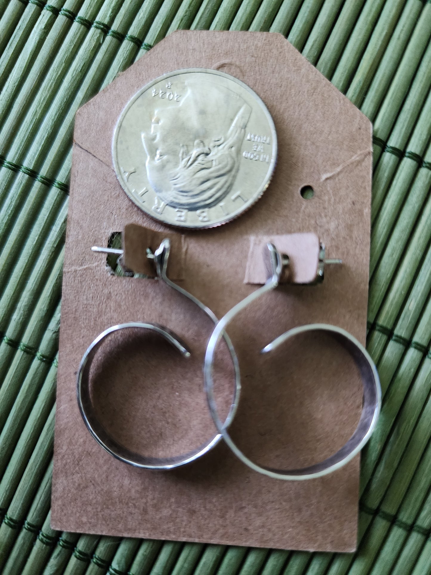 Vintage handmade sterling silver medoum sized swirly hoops