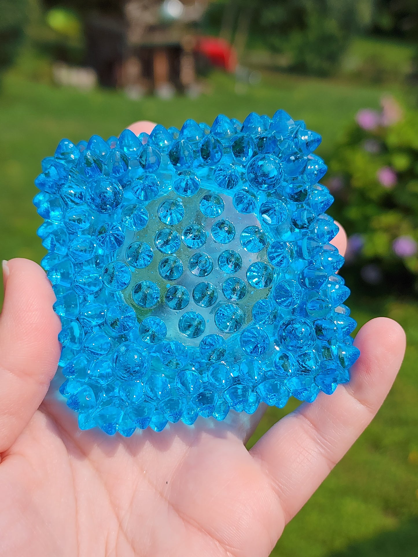 Vintage Fenton Square Blue Hobnail Glass Salt Cellar/Tea Light Holders