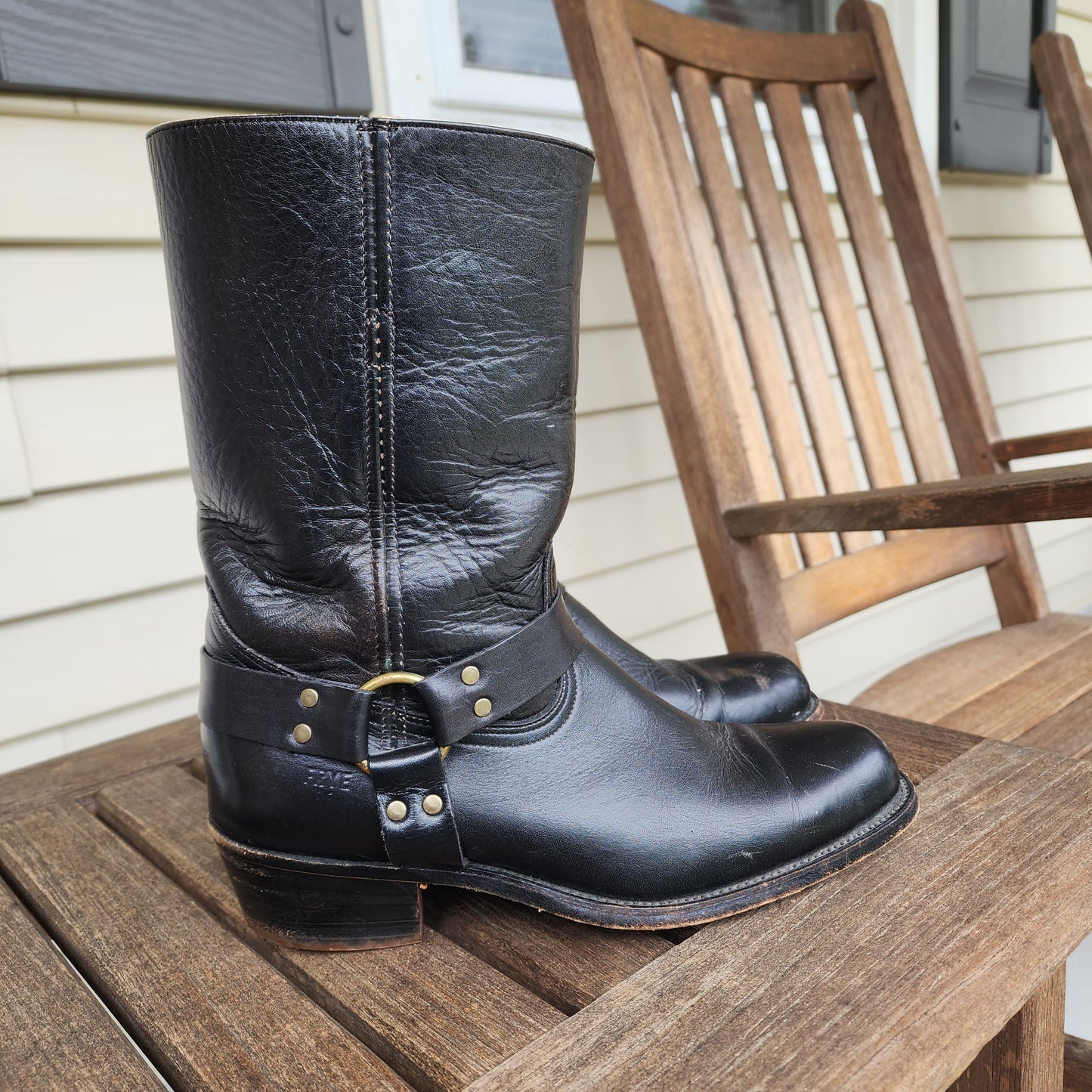 Mens 11 D Black Frye Harness Boots Western Made In USA