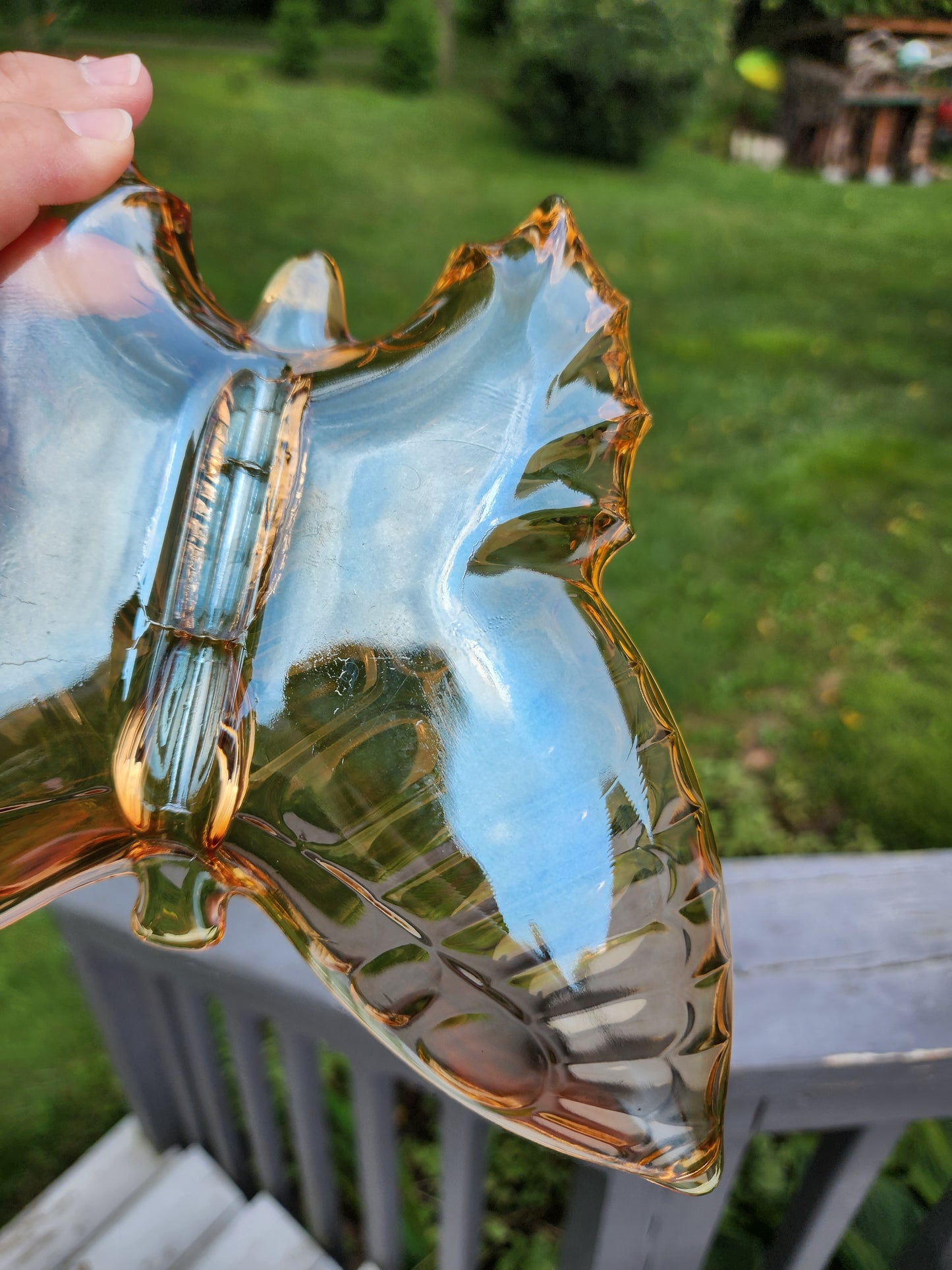 1960's Jeannette Glass Lusterware Butterfly Dish