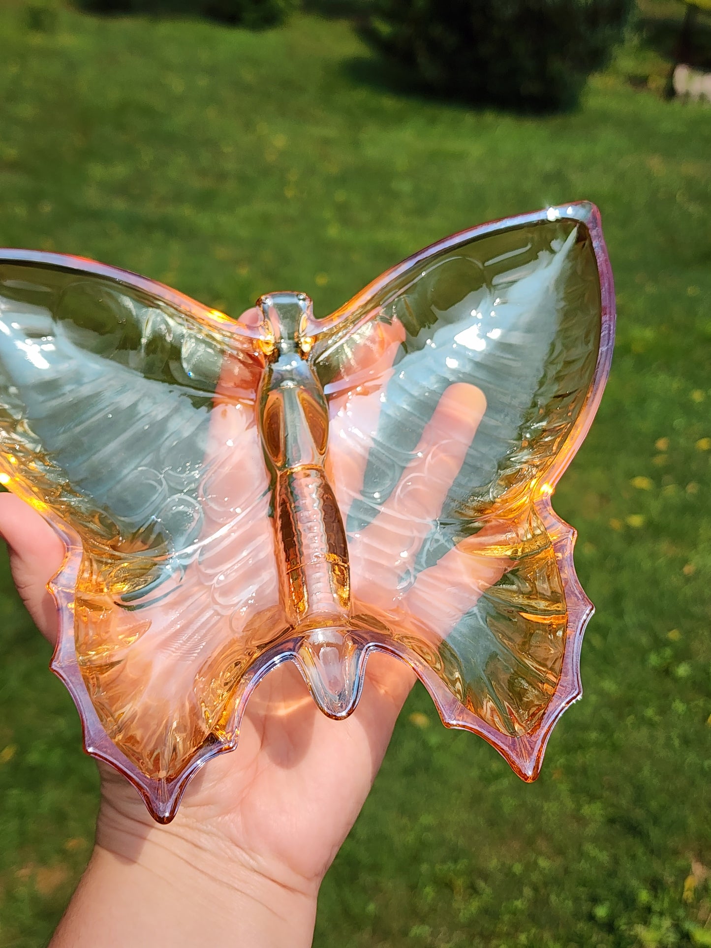 1960's Jeannette Glass Lusterware Butterfly Dish