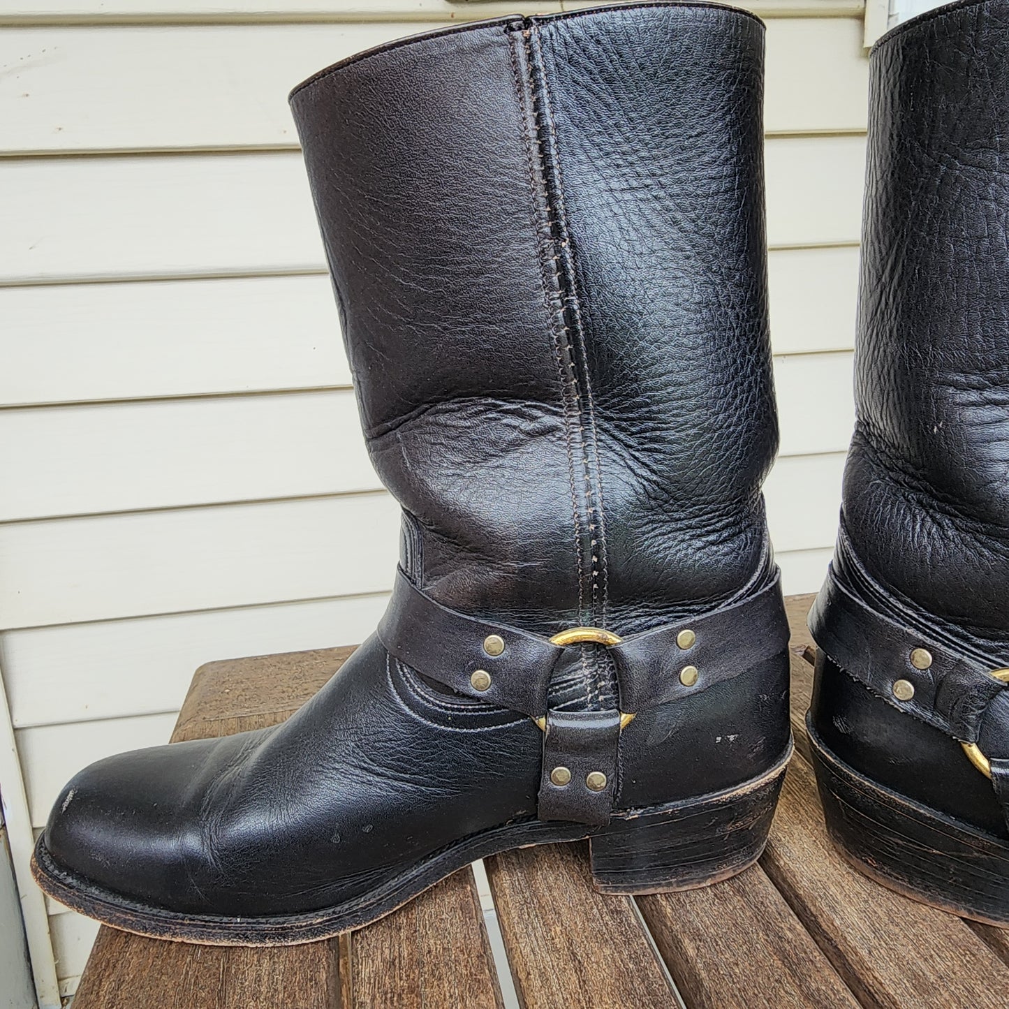 Mens 11 D Black Frye Harness Boots Western Made In USA