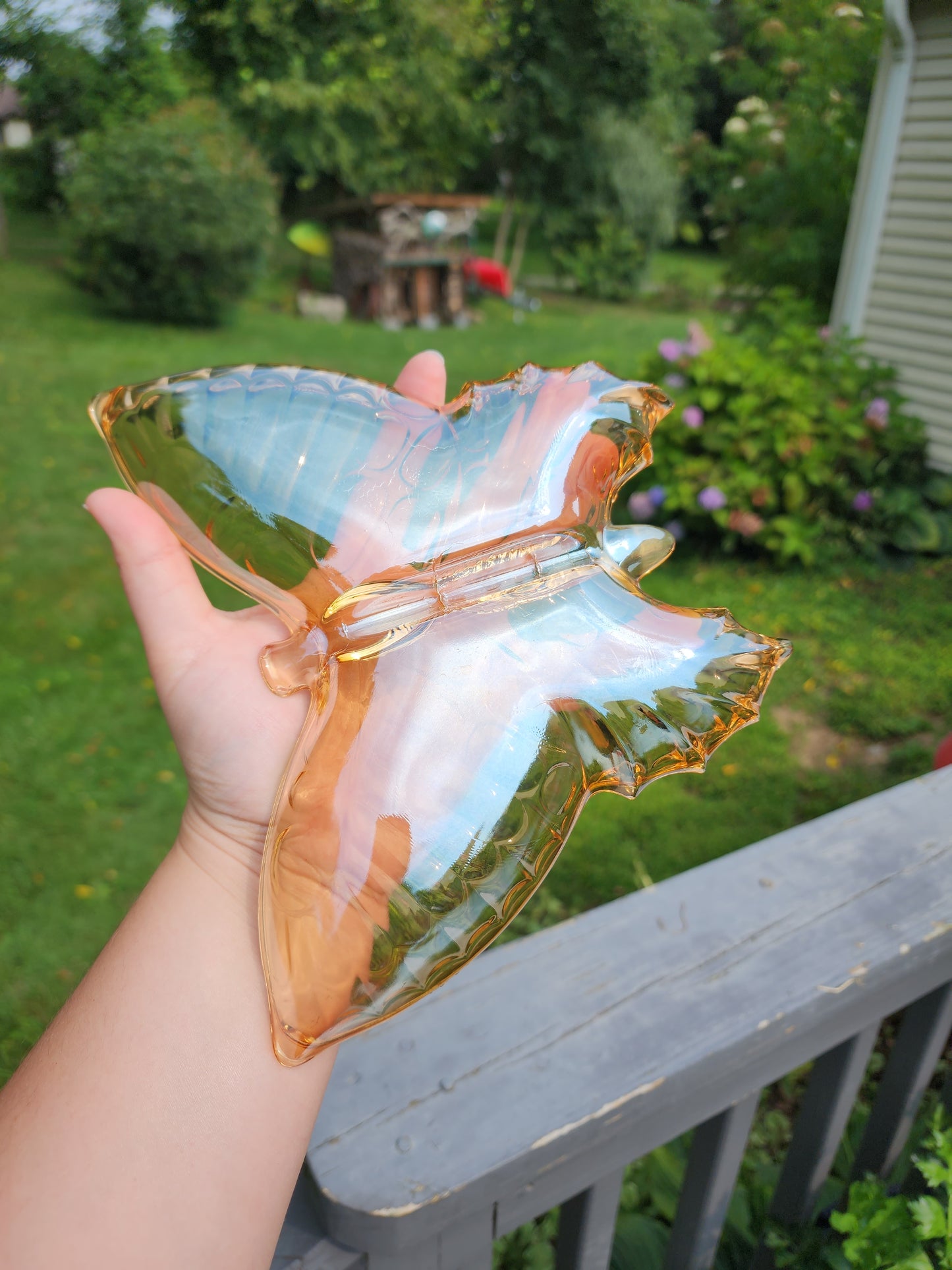1960's Jeannette Glass Lusterware Butterfly Dish