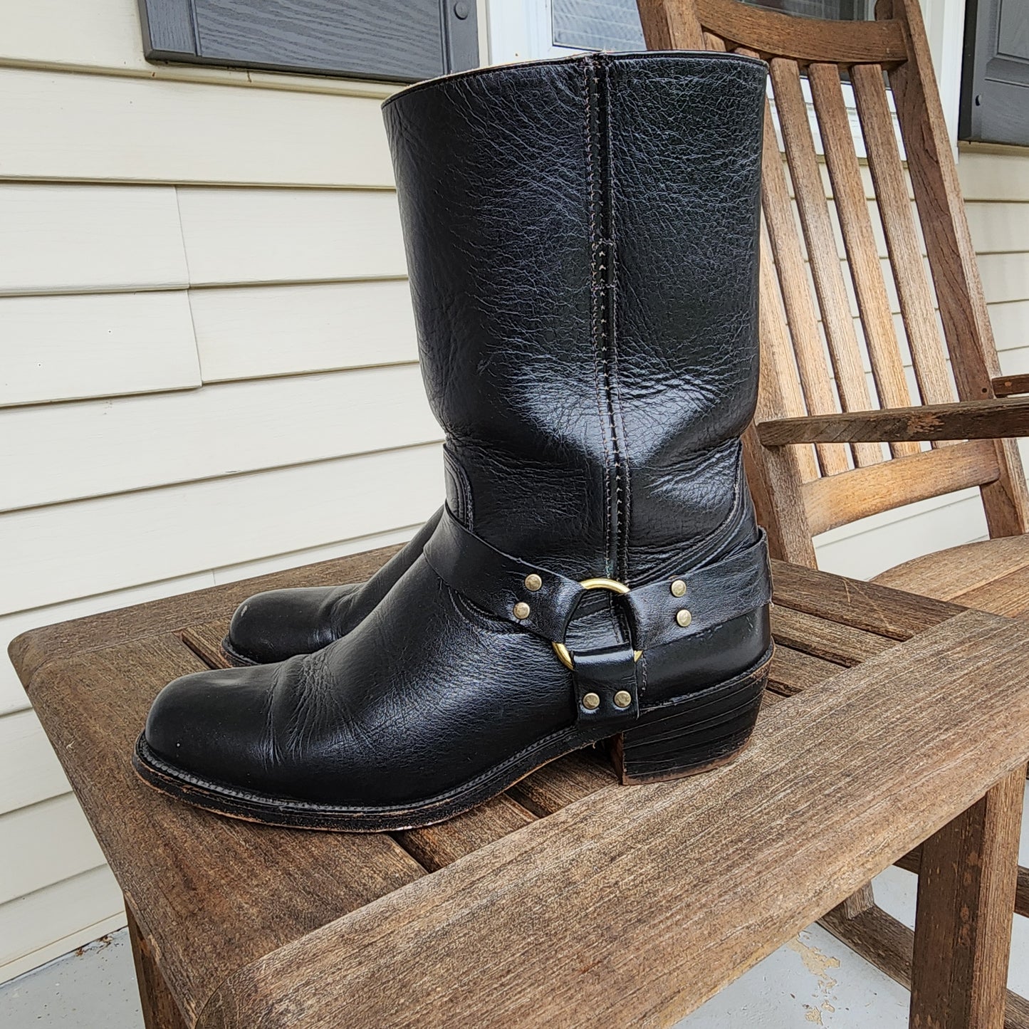 Mens 11 D Black Frye Harness Boots Western Made In USA