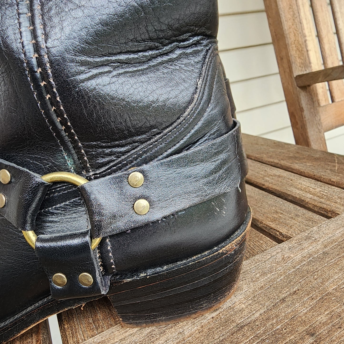 Mens 11 D Black Frye Harness Boots Western Made In USA