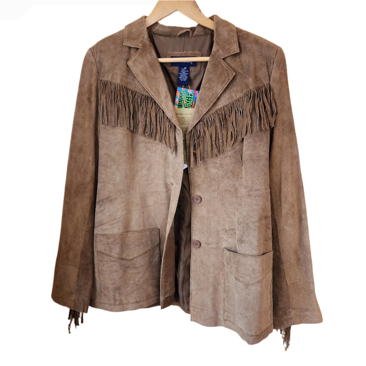 NWT Denim & Co. Jacket Womens Size Medium Carmel Suede Leather Western Wear