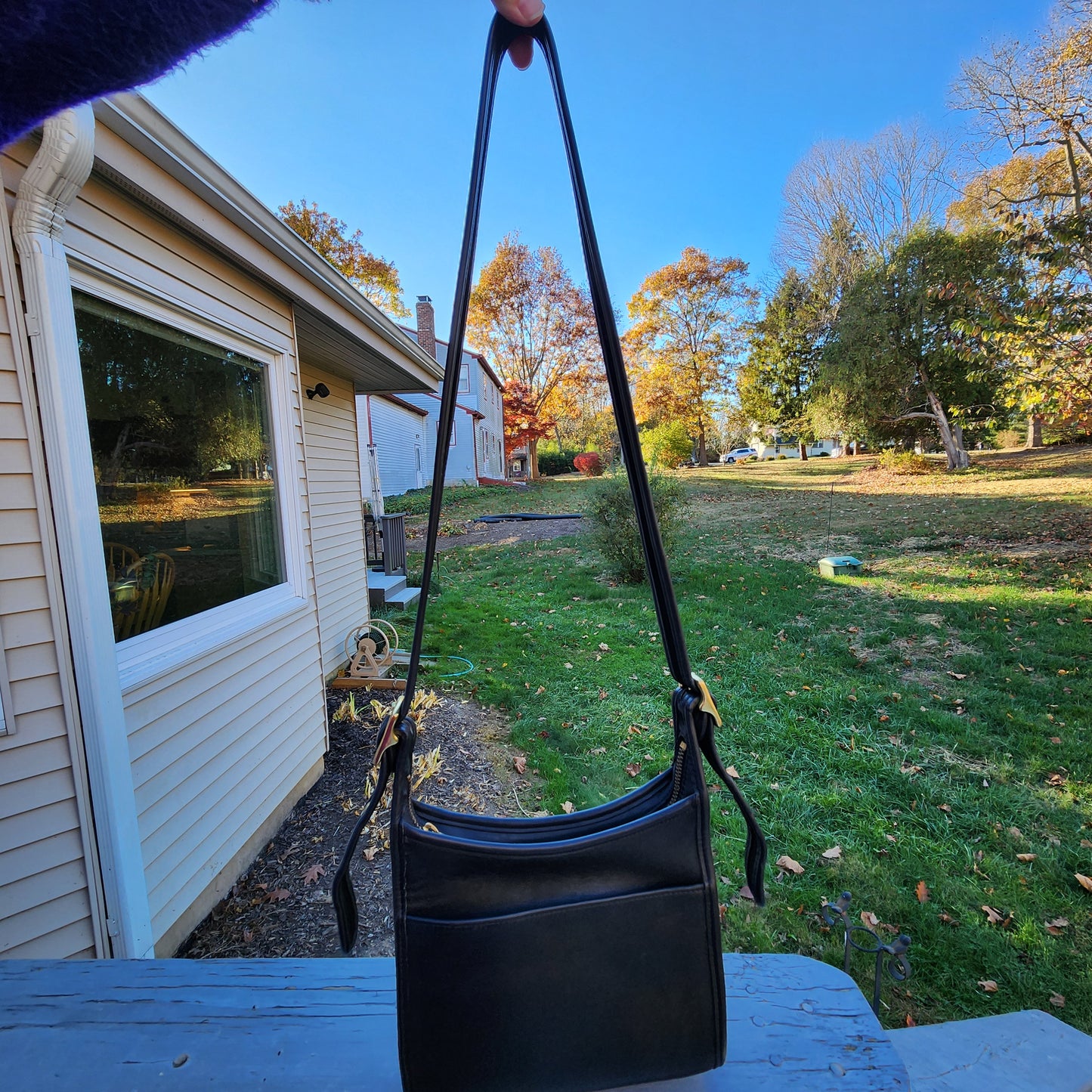 Vintage Coach #9997 "Legacy Small Zip" Black Leather Crossbody Bag Purse