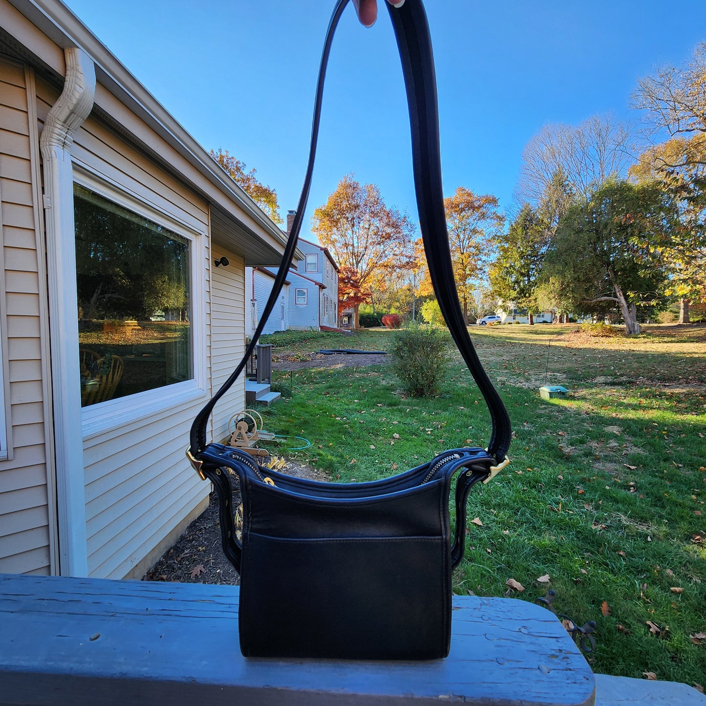 Vintage Coach #9997 "Legacy Small Zip" Black Leather Crossbody Bag Purse