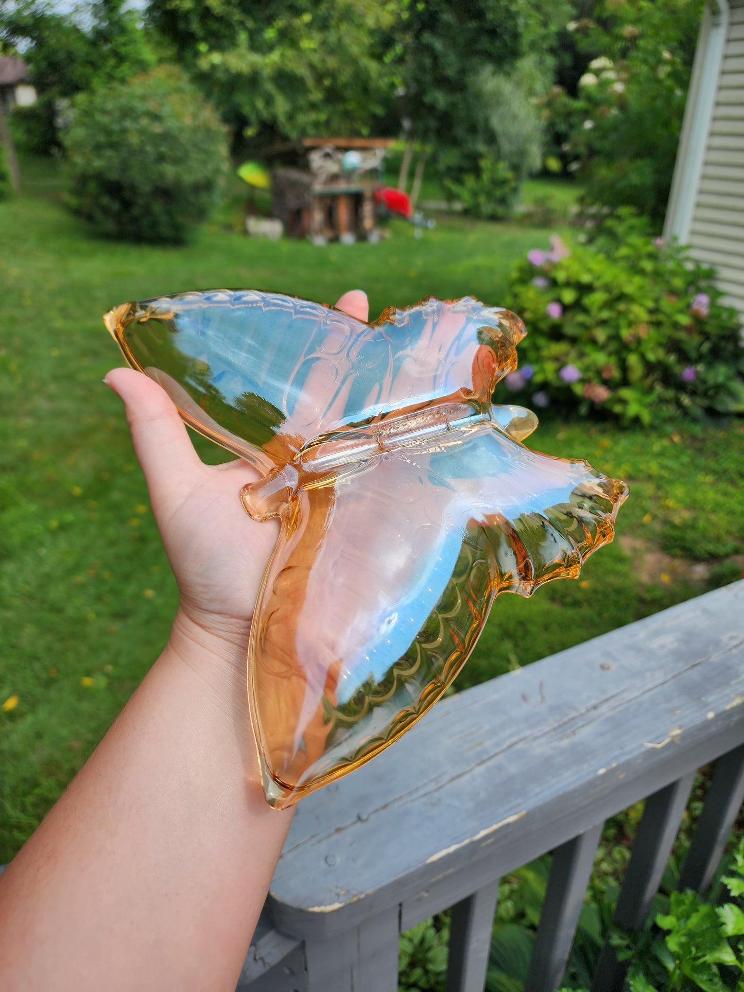 1960's Jeannette Glass Lusterware Butterfly Dish