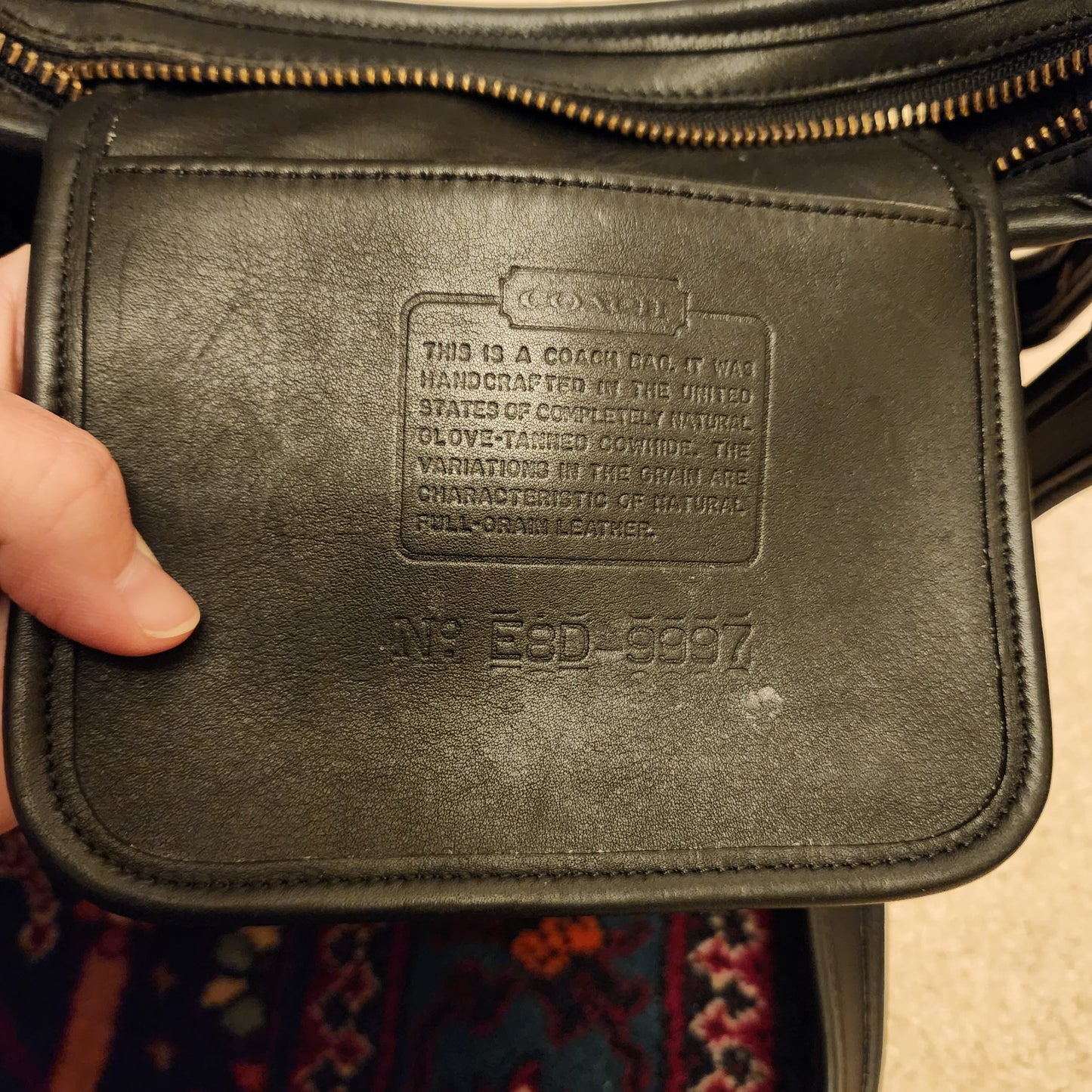 Vintage Coach #9997 "Legacy Small Zip" Black Leather Crossbody Bag Purse
