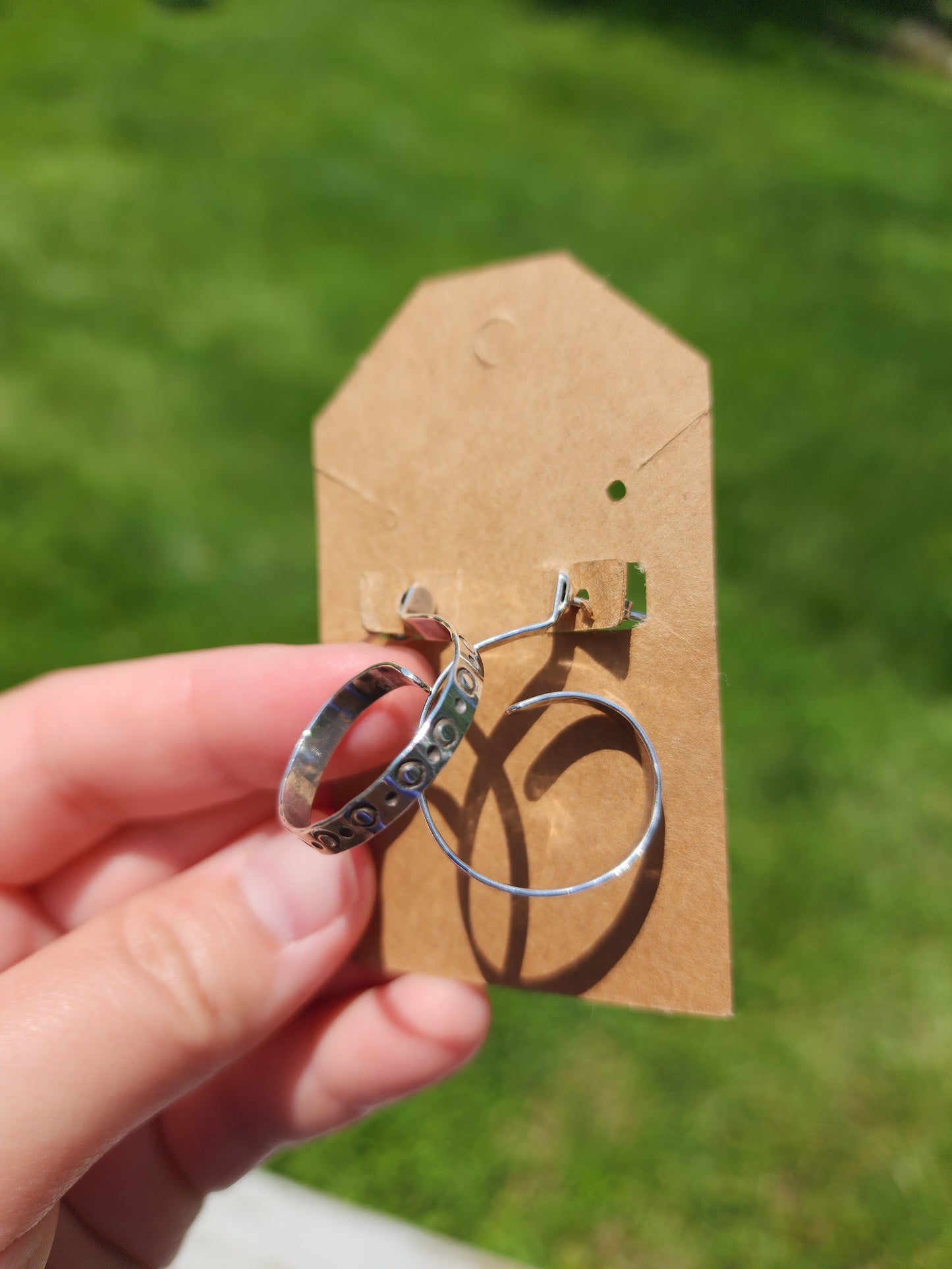 Vintage handmade sterling silver medoum sized swirly hoops