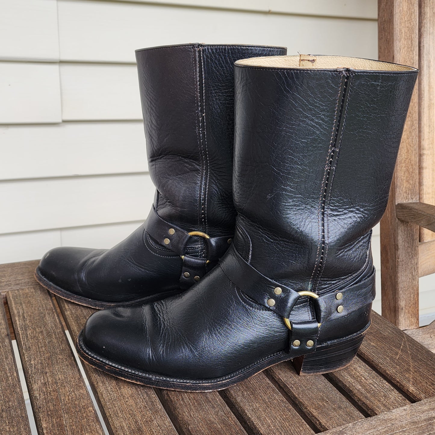 Mens 11 D Black Frye Harness Boots Western Made In USA