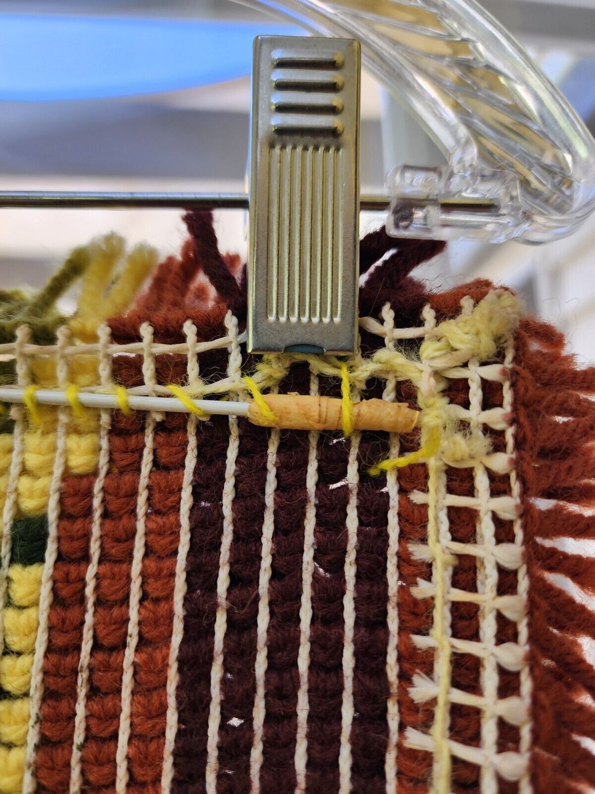 Vintage 1970s Owl Latch Hook Completed Yarn Wall Hanging Owl Decor 16x48(ish)