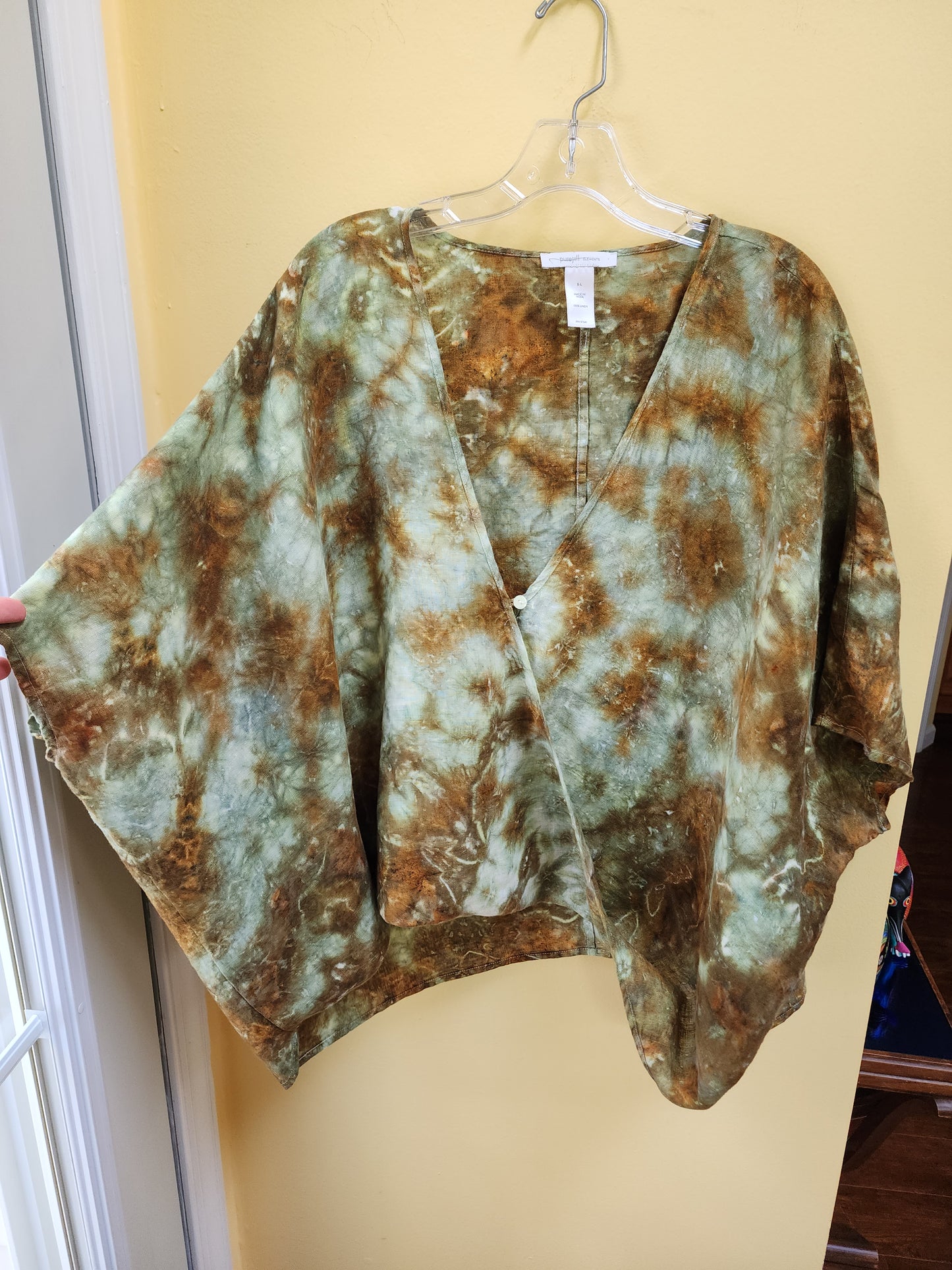 One Size Boho Linen Tie Dye Top