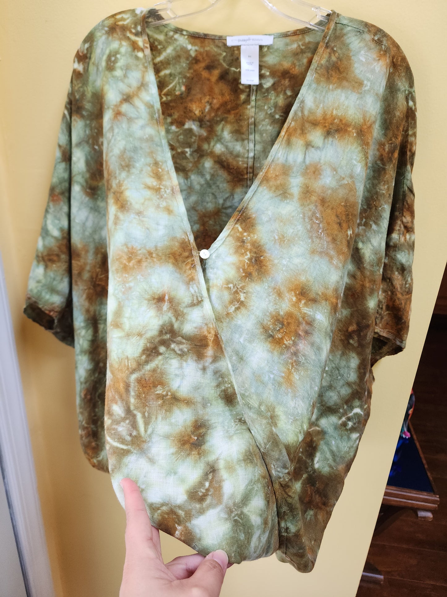 One Size Boho Linen Tie Dye Top