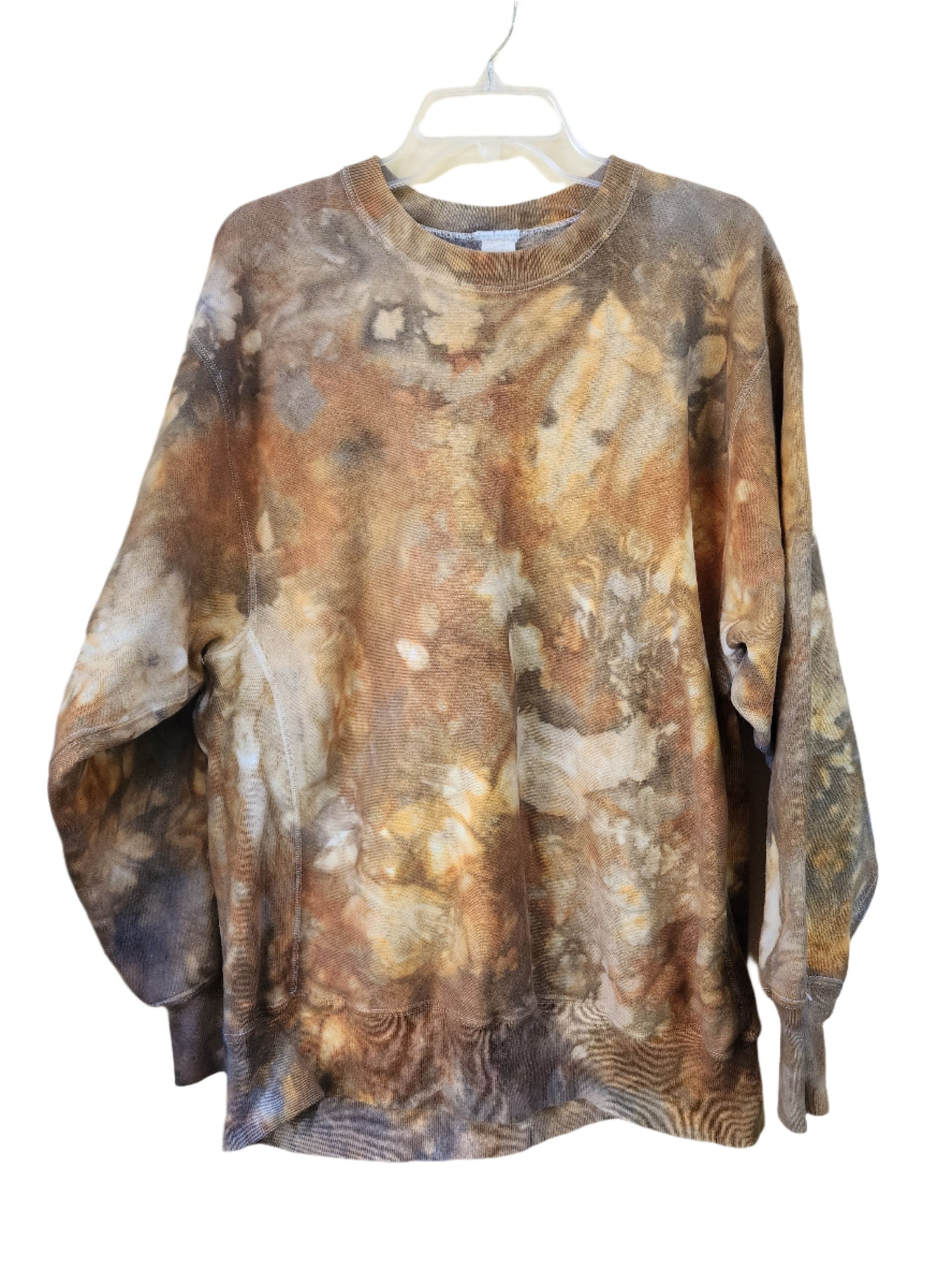 XL Vintage Upcycle Crewneck Sweatshirt Earthy Brown Tie Dye