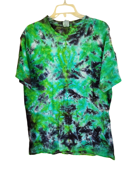 Large Green Black Tie Dye T-Shirt