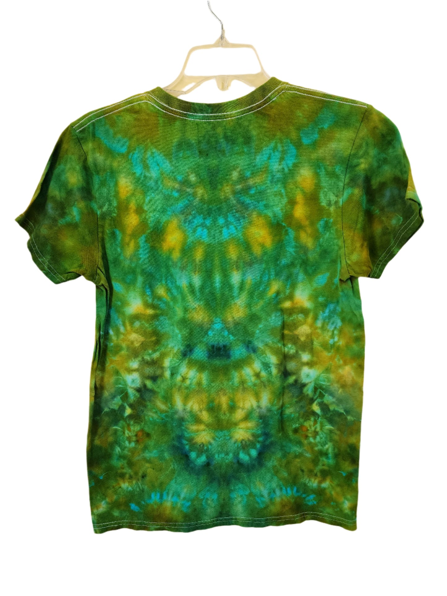 Small Psychedelic Green Blue Ice Dyed Tie Dye Shirt Unisex