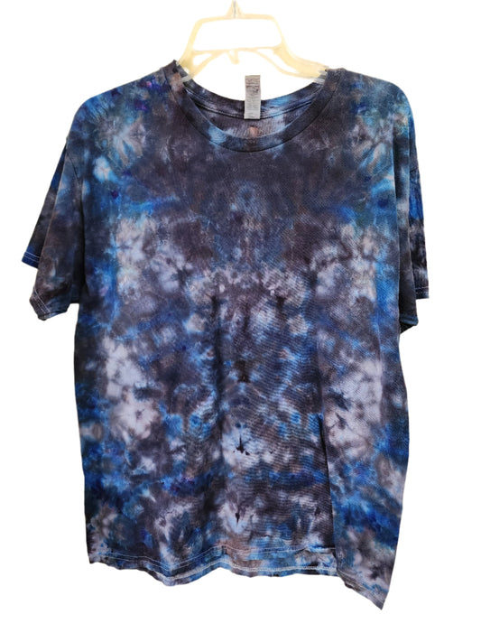 Large Blue Gray Psychedelic Tie Dye T-Shirt