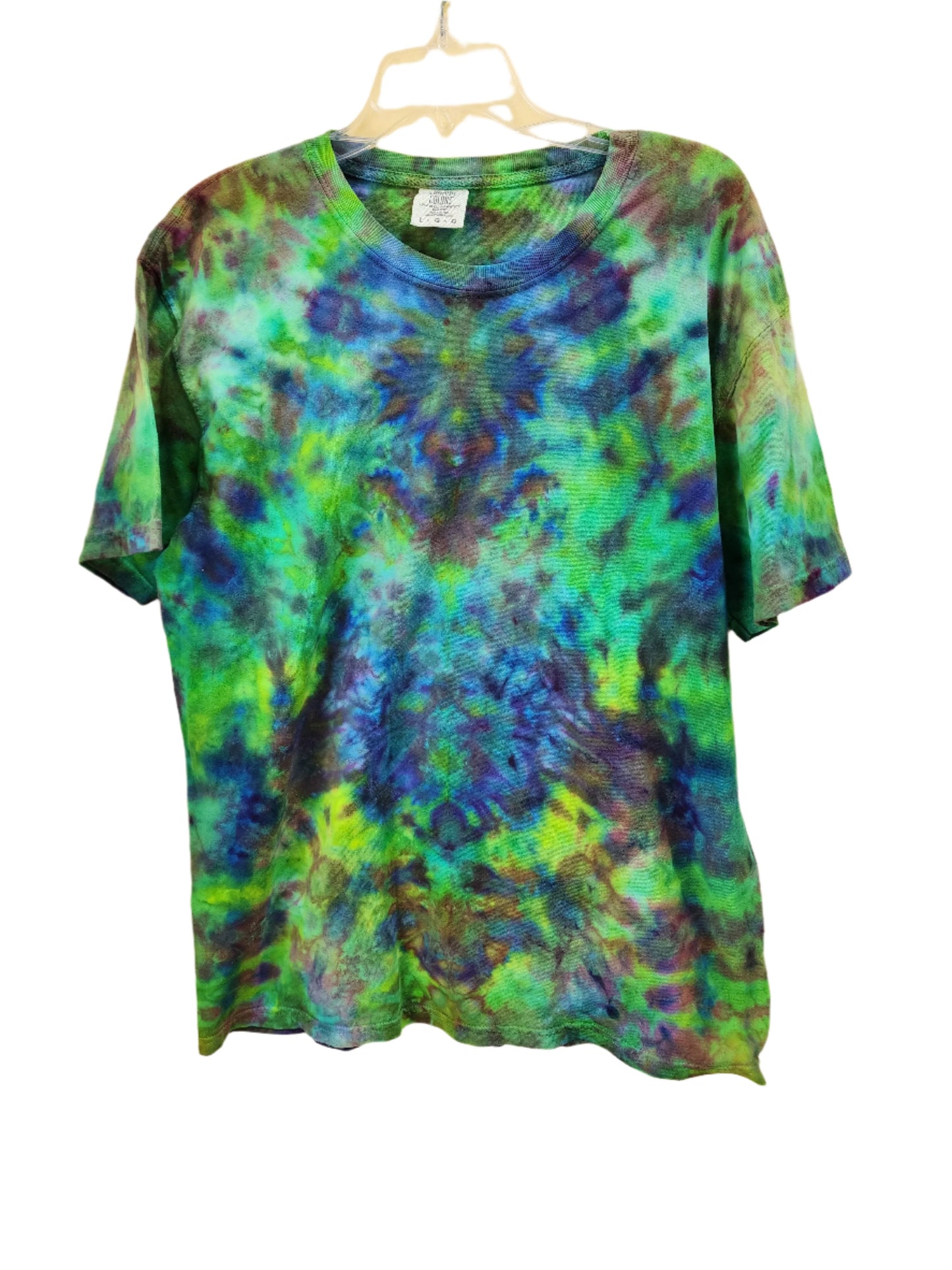 Large Green Purple Psychedelic Tie Dye T-Shirt