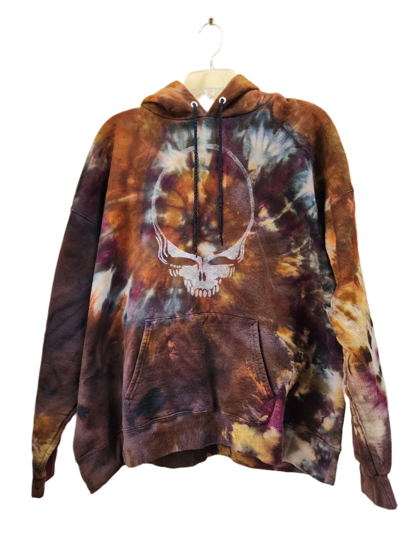 XL Brown Neutral Stealie Tie Dye Hoodie