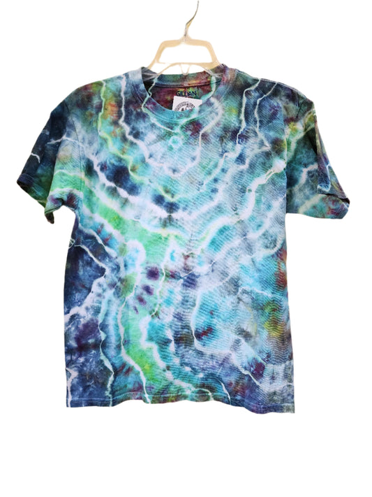 Youth Large Blue green geode tie dye tshirt